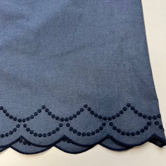 Talbots Womens A Line Skirt Blue Mini Scalloped 100% Cotton Zip Petites 2P NEW - Picture 2 of 3